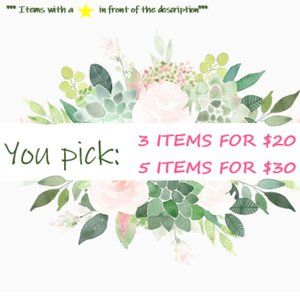 SALE!!!! 3 for $20 OR 5 for $30!!